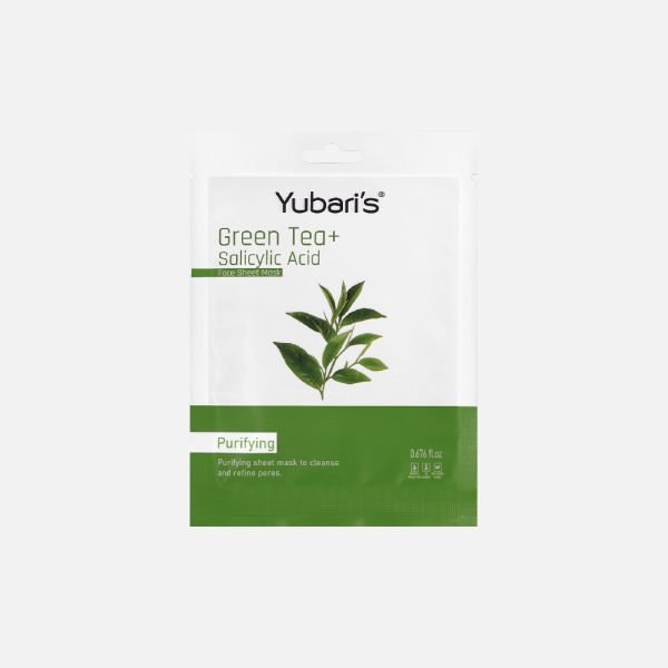 Yubari's Green Tea+ Salicylic Acid  Face Sheet Mask Purifying  20ml