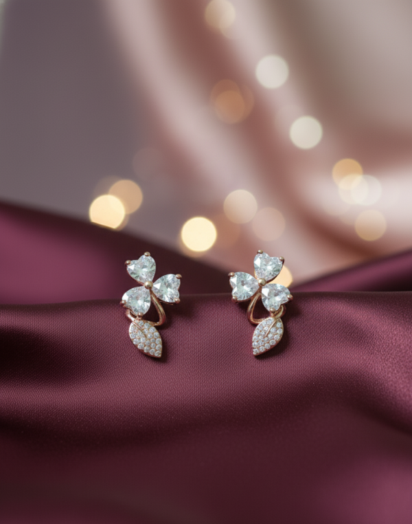 Fulijia Cubic Zirconia Rose Gold-Plated Earrings