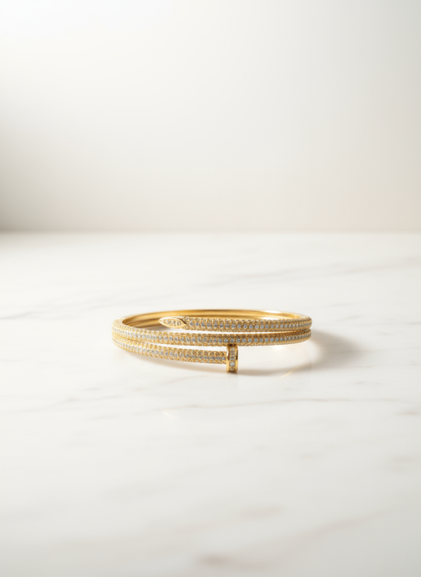 Gold-Plated Cubic Zirconia Bangle-Style Bracelet