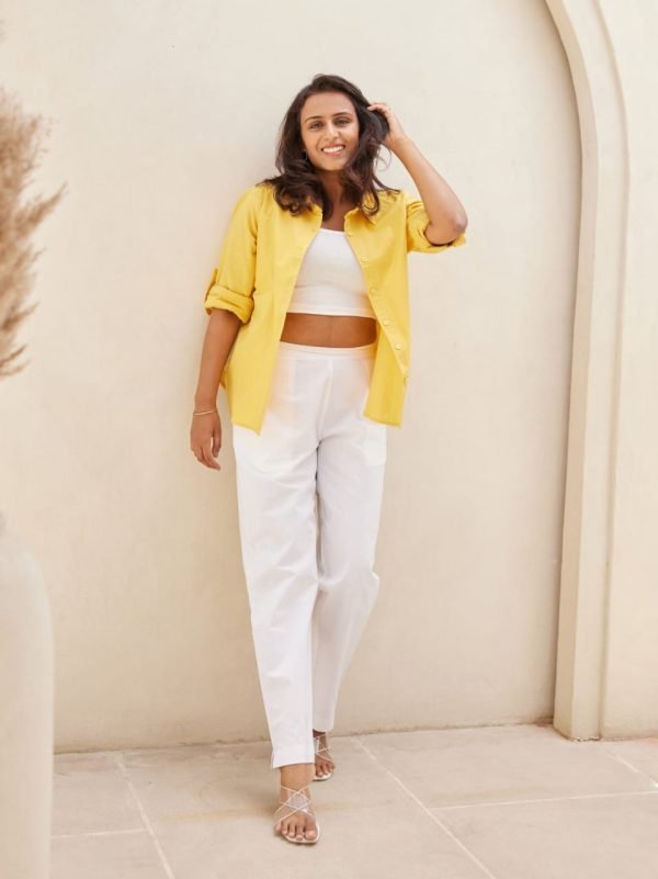 Digital Shopee Women's Cotton Trousers Pants for Women & Girls (White)| Regular fit with Two Pocket Trouser for Office School Casual Daily Use