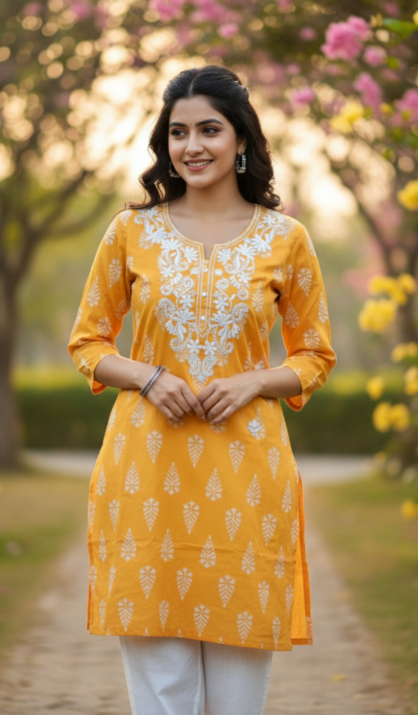 Moraya Rayon Short kurtis (Yellow)