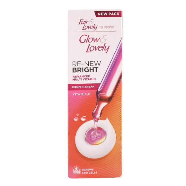 Glow & Lovely Renew Bright Multivitamin Serum In Cream | Vitamins B,C And E | Renews Skin Cells |Bright And Healthy Skin | Clinically Proven Formula Is Dermatologically Tested | 25G