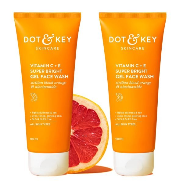Dot & Key Vitamin C + E Super Bright Gel Face Wash Combo (Pack of 2, 100gm each) | For Glowing And Brightening Skin | All Skin Types |With Triple Vitamin C, Fades Dark Spots & Pigmentation